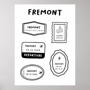 Póster Fremont - Colección de sellos de viaje Diseño de