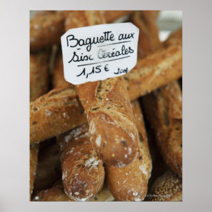 Póster French bread at a market