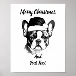 Póster French Bulldog Christmas Poster Instant Download