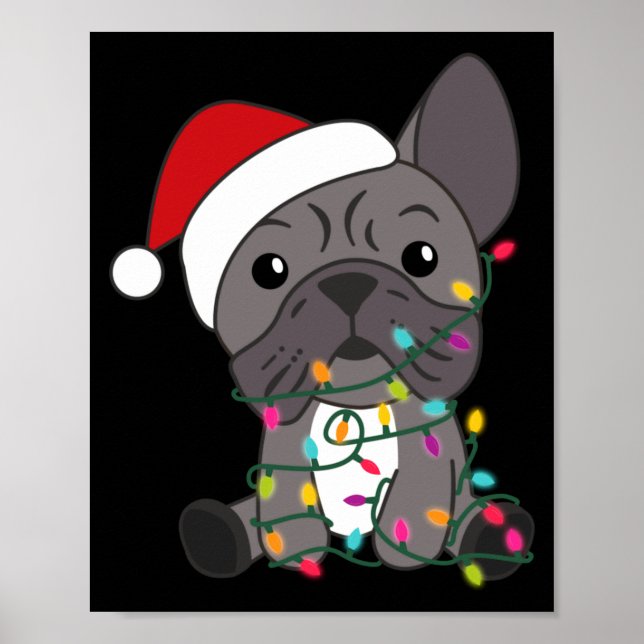 Póster French Bulldog Christmas Snow Winter Animals  (Frente)