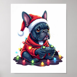 Póster French Bulldog Controlador de Videojuegos Luz Niev