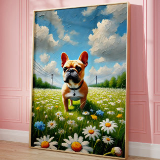 Póster French Bulldog Cute Dog Wall Art Poster
