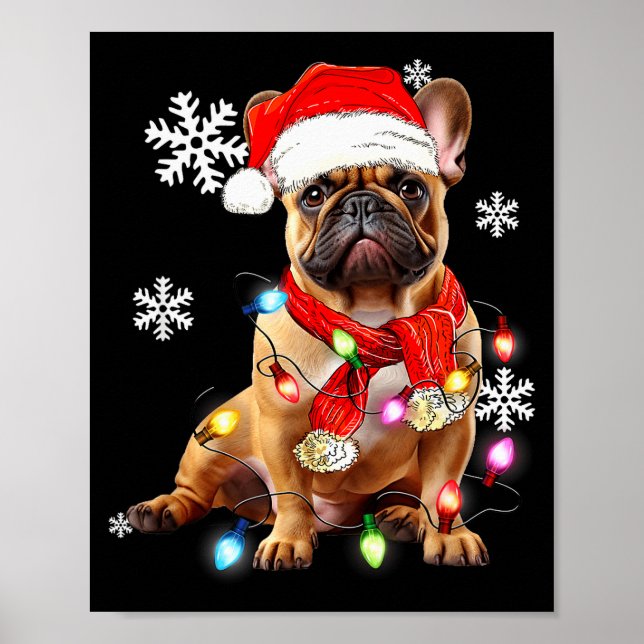 Póster French Bulldog Dog Christmas Light Pajama Pet Xmas (Frente)