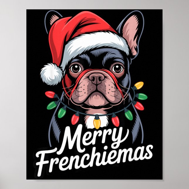 Póster French Bulldog Merry Frenchiemas Santa Hat Christm (Frente)