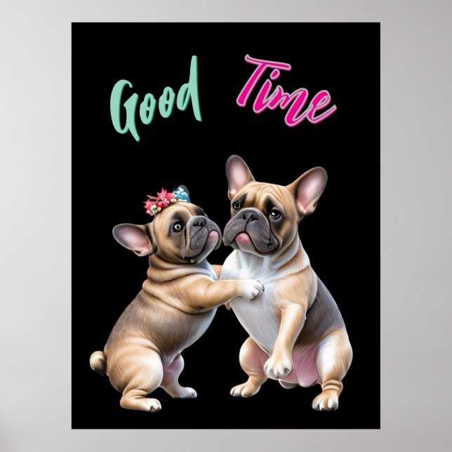 Póster French Bulldog  verliebt Valentinstag  (Frente)