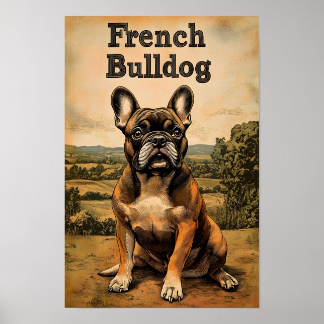Póster French Bulldog Vintage Art (Frente)