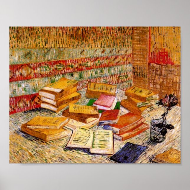 Póster French Novels and a Rose Van Gogh Fine Art (Frente)