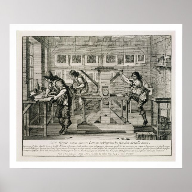 Póster French printing press, 1642 (engraving) (Frente)