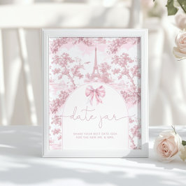 Póster French Toile de jouy date night ideas pink bridal