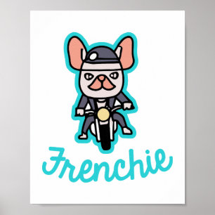 Póster Frenchie Biker Motocicleta Dueño de Perro Frenchie