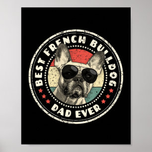 Póster Frenchie Dad Ever Retro Propietario de los amantes