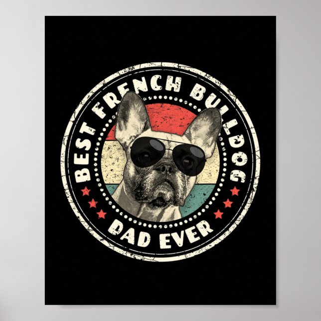 Póster Frenchie Dad Ever Retro Propietario de los amantes (Frente)