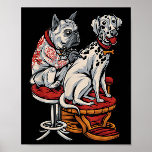 Póster Frenchie Pug Dalmatie Bulldog francés Tattoo Women