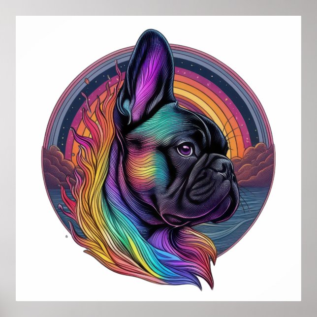 Póster Frenchie Unicornio encantado (Frente)