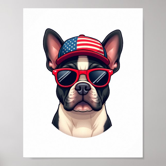 Póster Frenchie Wearing USA Colors (4) (Frente)