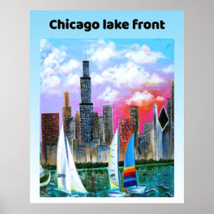 Póster Frente al lago de Chicago