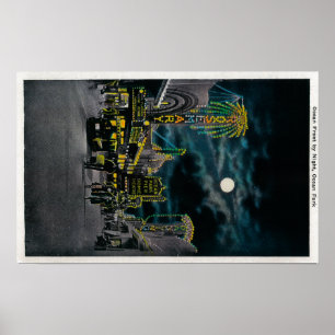 Póster Frente de océano en la noche, parque del océano