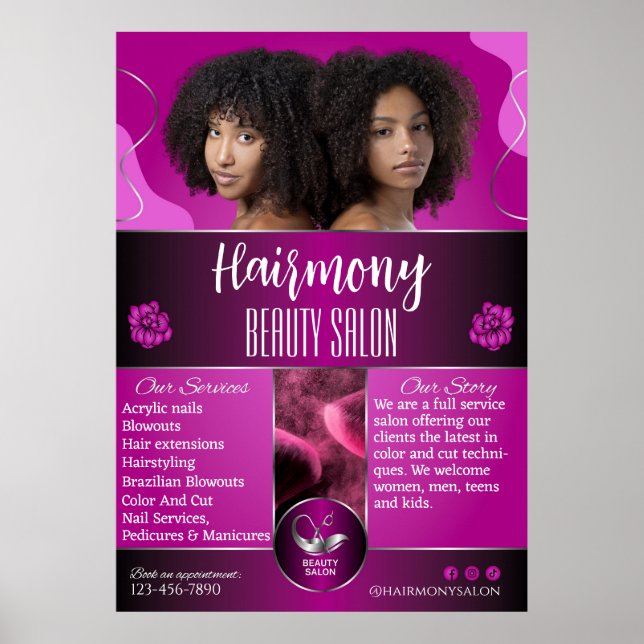Póster Frente de salón de belleza afroamericano personali (Frente)