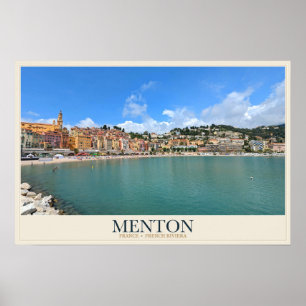 Póster Frente marítimo de Menton y bahía mediterránea