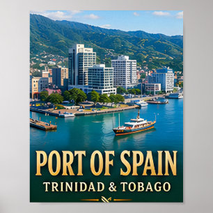 Póster Frente marítimo de Puerto España y energía caribeñ