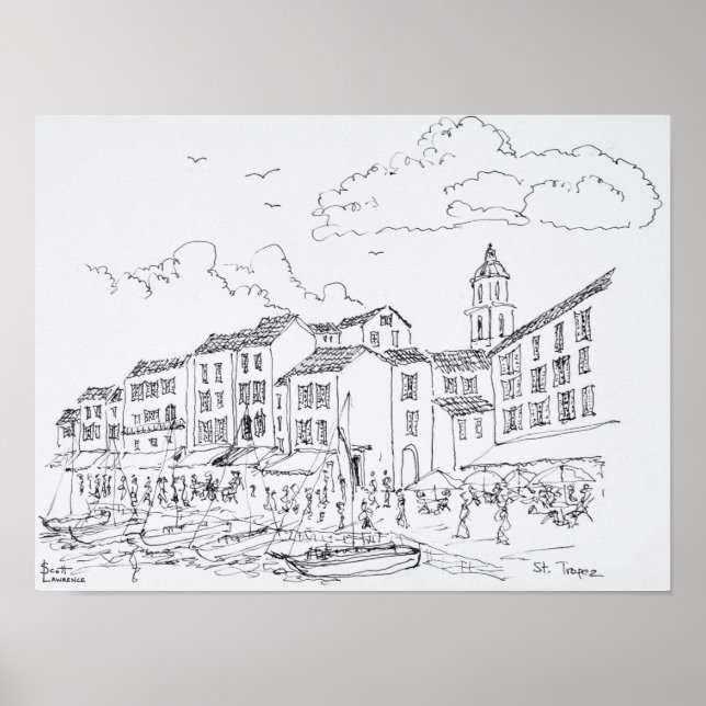 Póster Frente marítimo de Saint-Tropez | Riviera francesa (Frente)