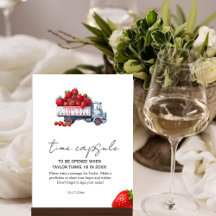 Fresa acuarela ducha de bebé Cápsula de tiempo