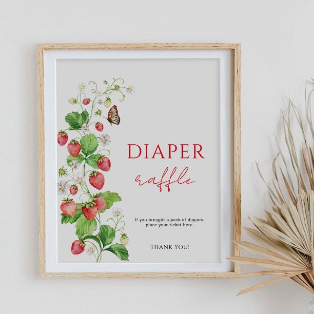Póster Fresa Baby Shower Diaper Raffle (Subido por el creador)