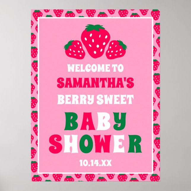 Póster Fresa Bebé Chica Ducha Berry Bienvenida (Frente)
