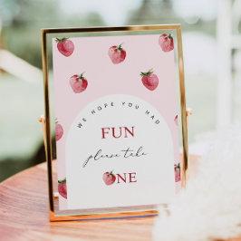 Póster Fresa berry primer cumpleaños Favor