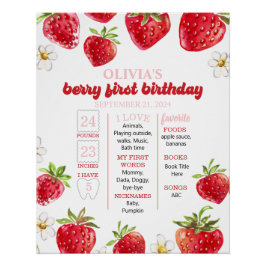 Póster Fresa Berry Primer hito de cumpleaños