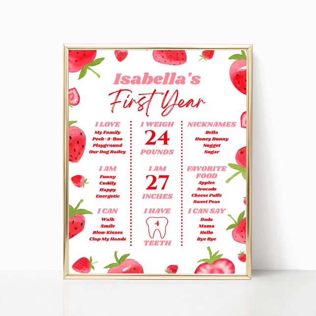 Póster Fresa Berry Primer Rótulo hito de cumpleaños (Subido por el creador)