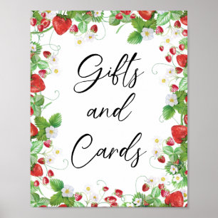 Póster Fresa Berry Sweet Baby Shower de regalos y tarje