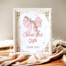 Póster Fresa Berry Sweet Pink Bow Cards and Gifts