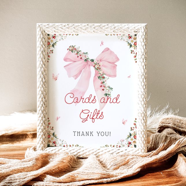 Póster Fresa Berry Sweet Pink Bow Cards and Gifts (Subido por el creador)