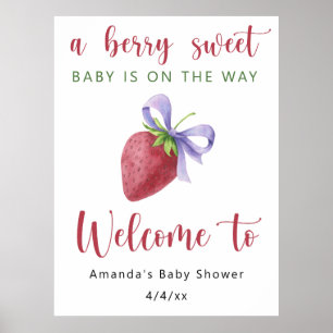 Póster Fresa con ducha de bebé con arco