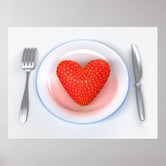 Póster Fresa - Corazón