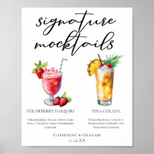 Póster Fresa Daiquiri Piña Colada Menú de cócteles