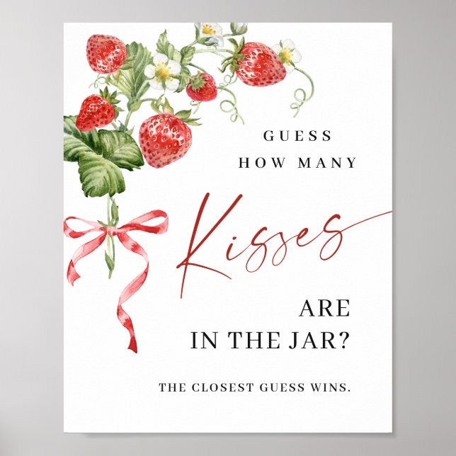 Póster Fresa de moda cuántos besos ducha de novia (Frente)