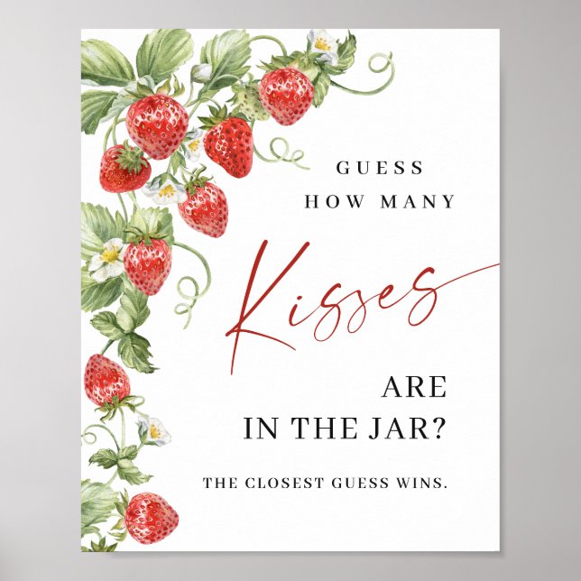 Póster Fresa de moda cuántos besos ducha de novia (Frente)