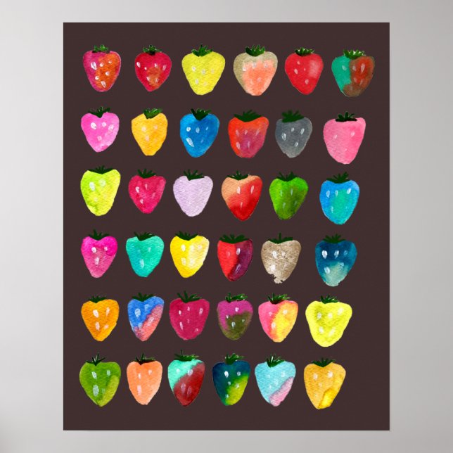 Póster Fresa dulce tibia acuarela (Frente)