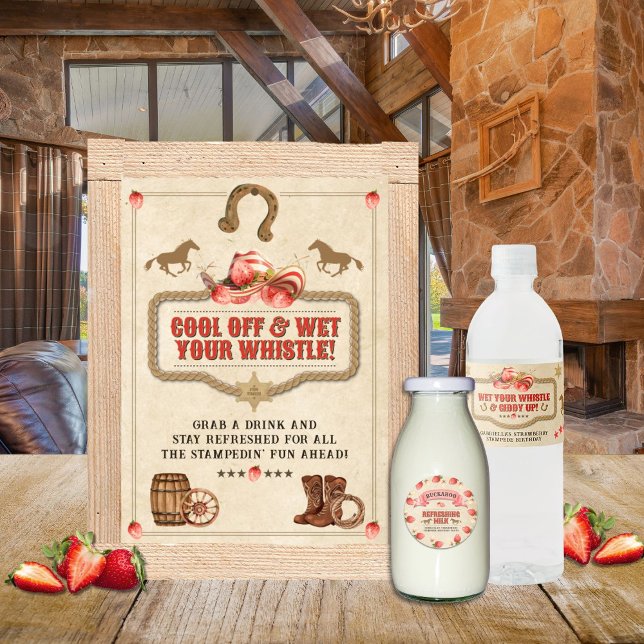 Póster Fresa estampida Rótulo de bebida de cumpleaños (Subido por el creador)