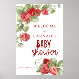 Póster Fresa | Firma de bienvenida de Baby Shower