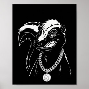 Póster Fresa Gangster Mapache – Animal Hip-hop Streetwear