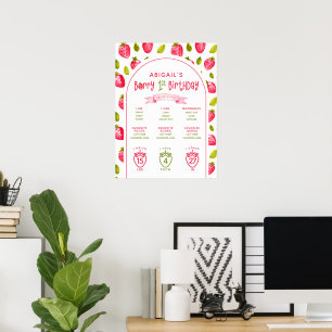 Póster Fresa Milestone Berry Primer cumpleaños