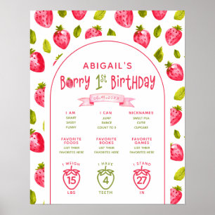Póster Fresa Milestones Berry Primer cumpleaños