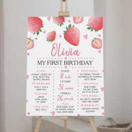 Póster Fresa primer Rótulo hito de cumpleaños