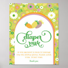 Póster Fresa | Rótulo Floral Diaper Raffle