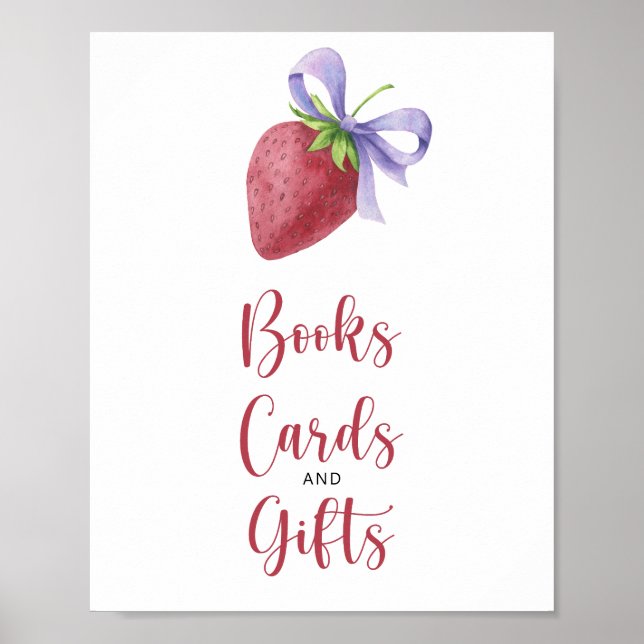 Póster Fresa y lazo - libros tarjetas y regalos (Frente)