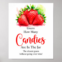 Póster Fresas Adivinan Cuántos Rótulos De Caza De Candies