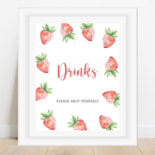 Póster Fresas - Bebidas sírvete tú mismo